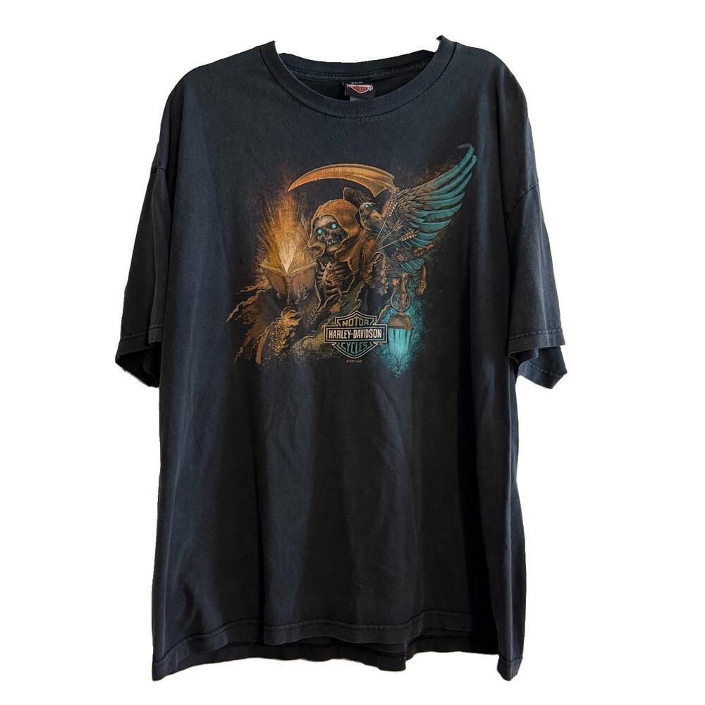 Harley Davidson Glowing Grim Reaper Cancun Mexico T Shirt Mens Size 2XL 2017